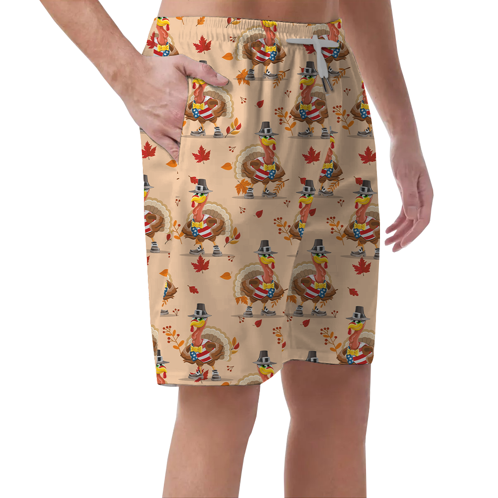 Cute American Turkey Thanksgiving Beach Shorts