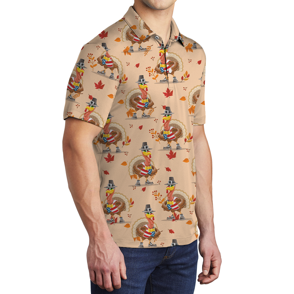 Thanksgiving American Turkey Men's Polo Shirt