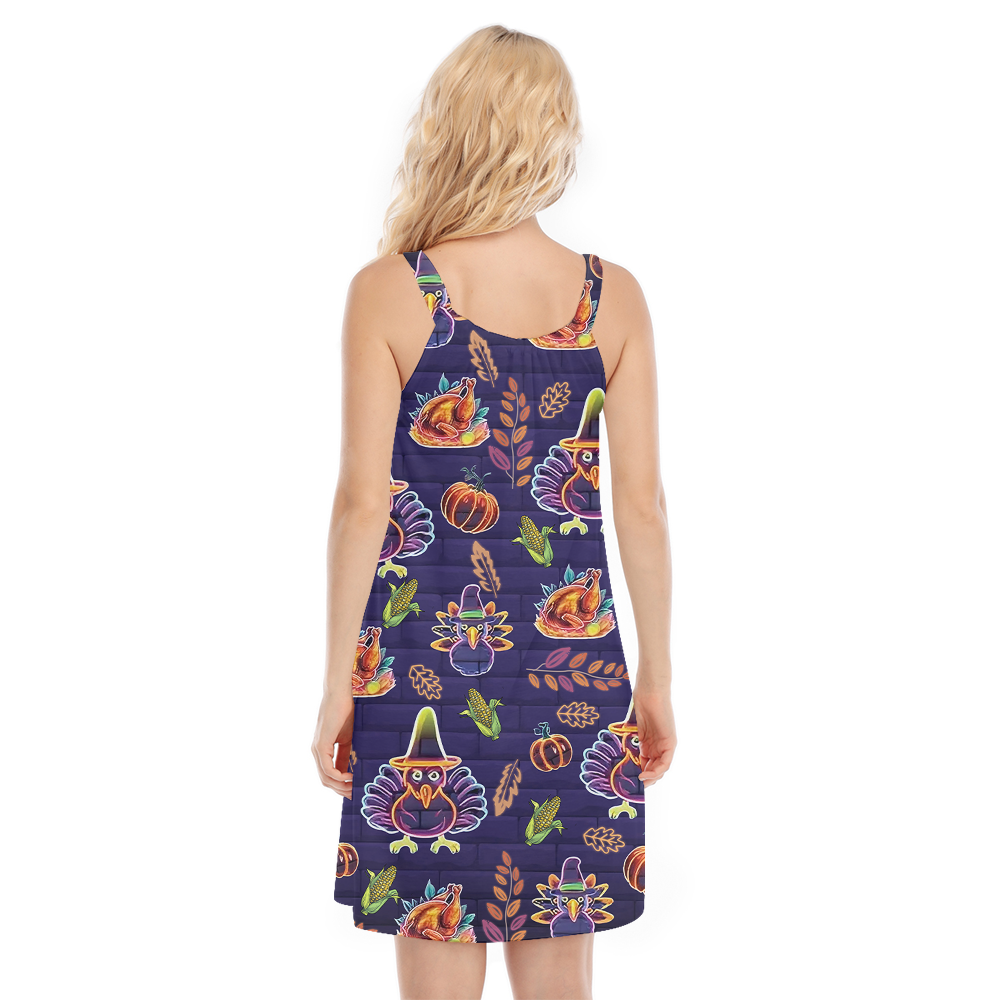 Neon Turkey Thanksgiving Cami Dress