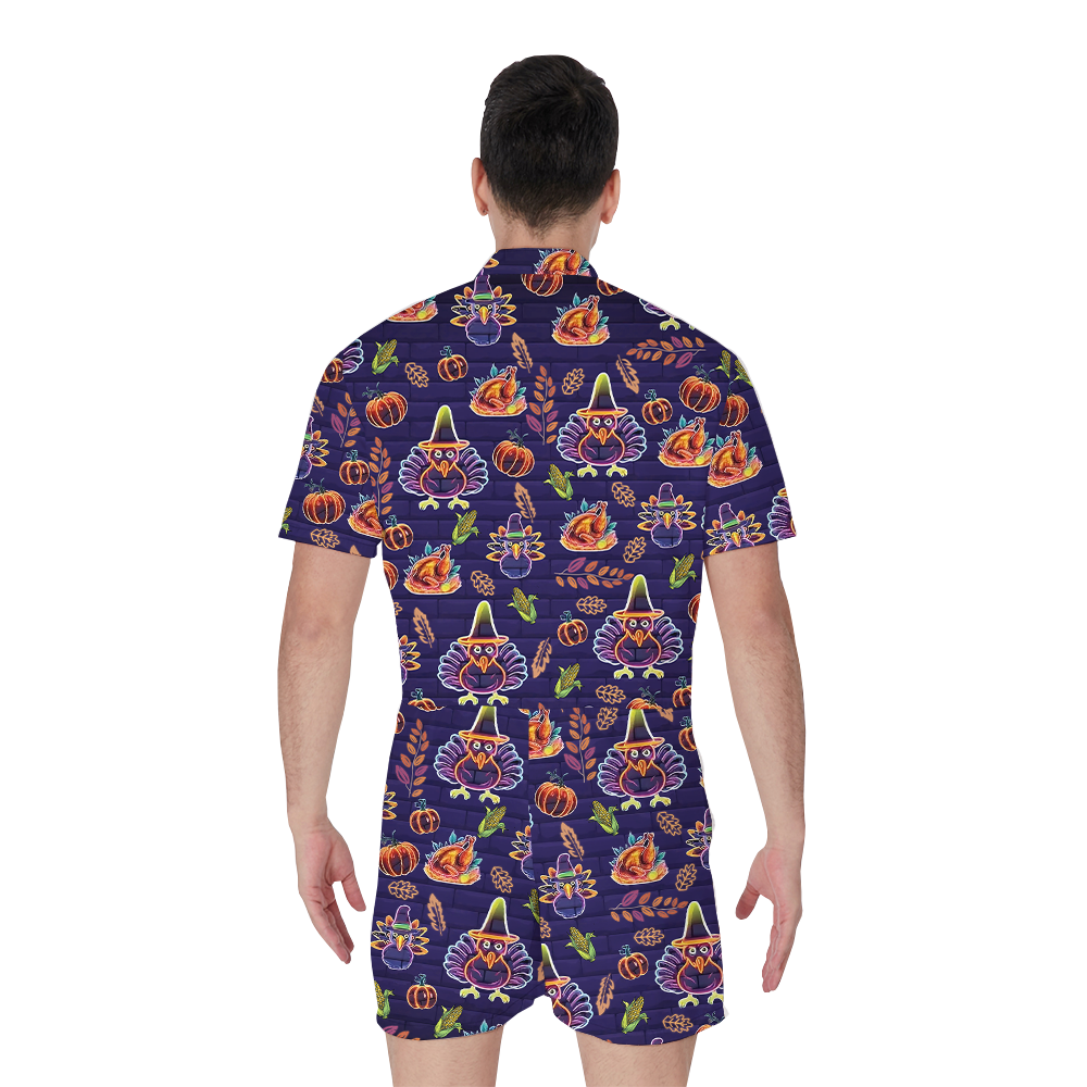 Neon Turkey Thanksgiving Romper