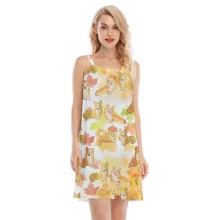 Cute Corgi Thanksgiving Cami Dress
