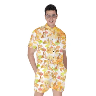 Cute Corgi Thanksgiving Men's Romper