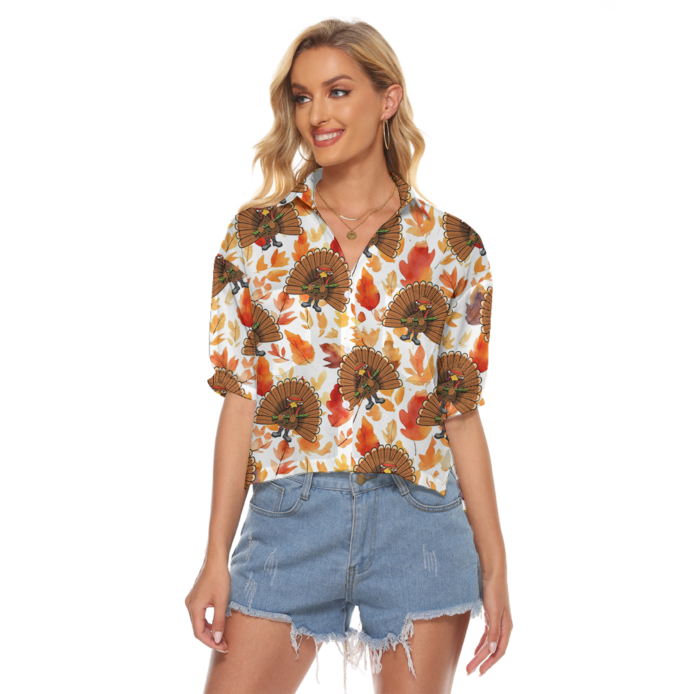 Tactical Turkey Thanksgiving Crop Top Shirt - variant image 1