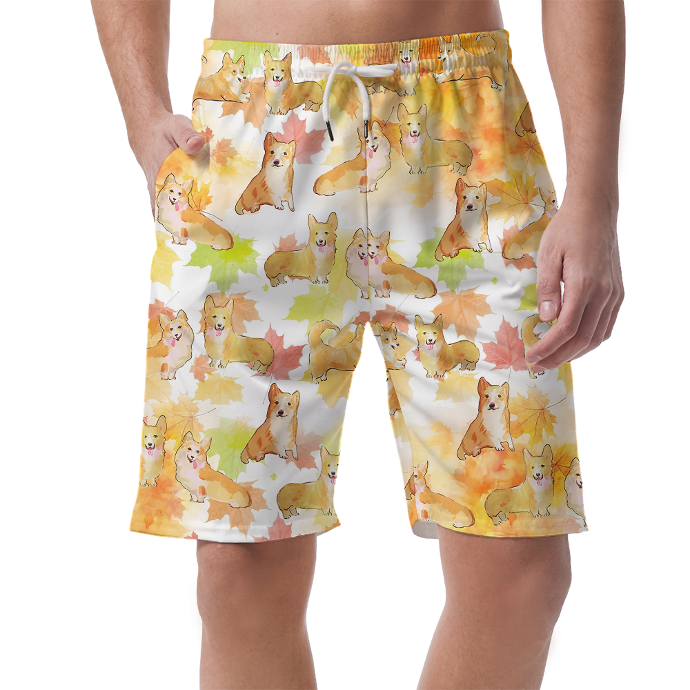 Cute Corgi Dog Thanksgiving Hawaiian Beach Shorts - variant image 1