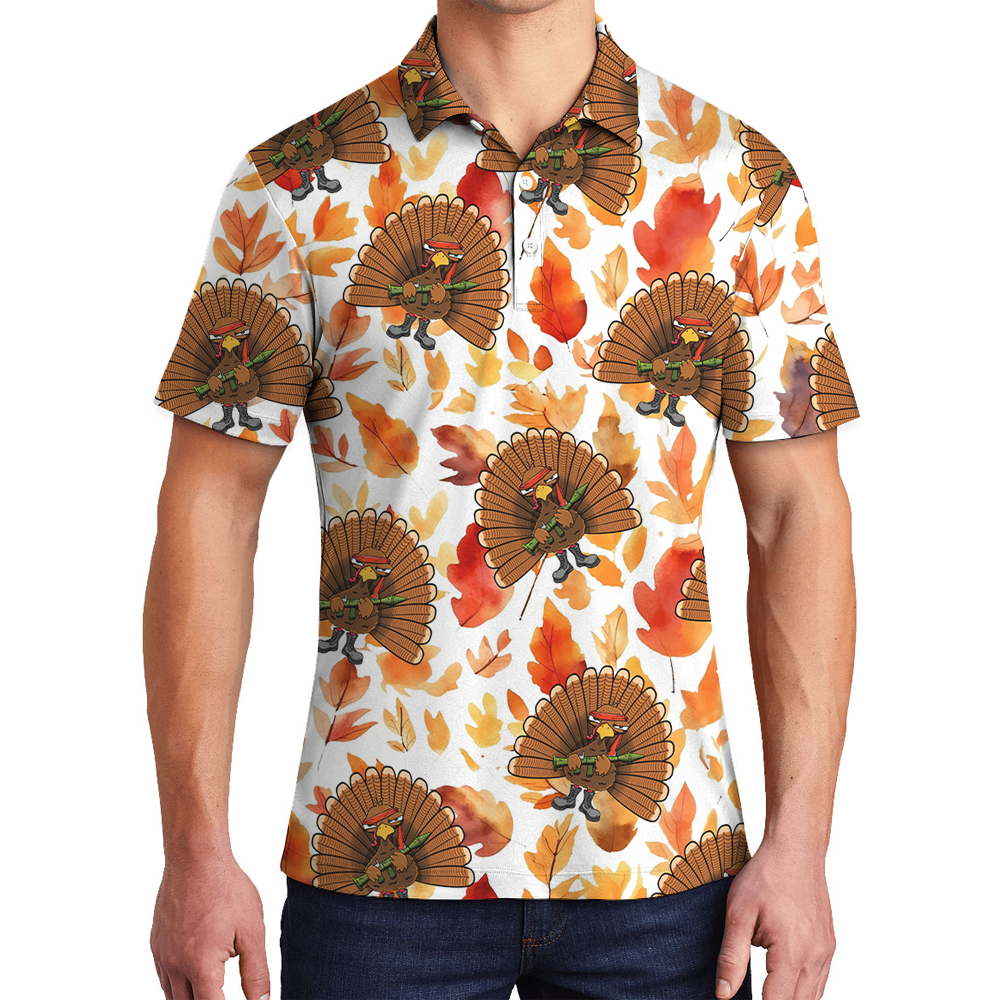 Cool Tactical Turkey Thanksgiving Polo Shirt - variant image 1