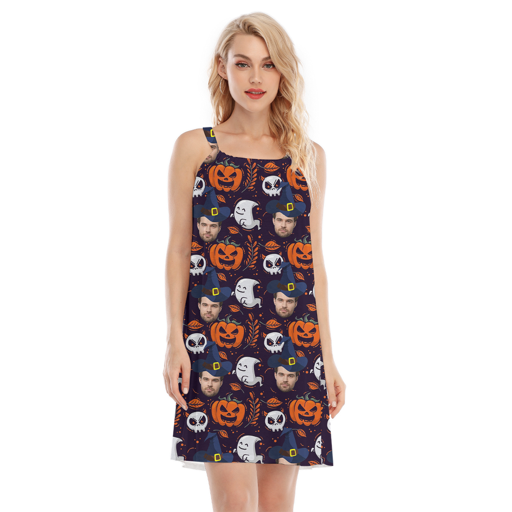 Custom Face Pumpkin Halloween Cami Dress - variant image 1