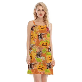 Thanksgiving Long Horn Orange Cami Dress