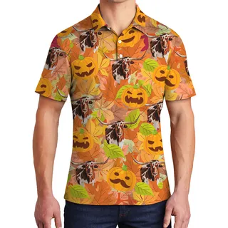 Texas Long Horn Thanksgiving Hawaiian Polo Shirt