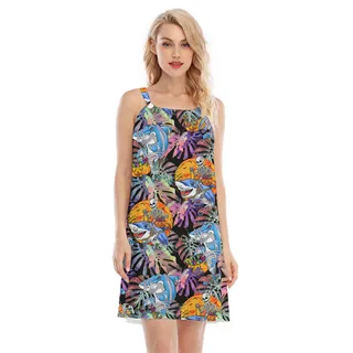 Tropical Horror Skeleton Shark Cami Dress