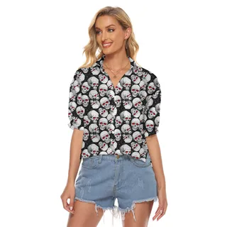 Horror Skull Halloween Cropped Shirt