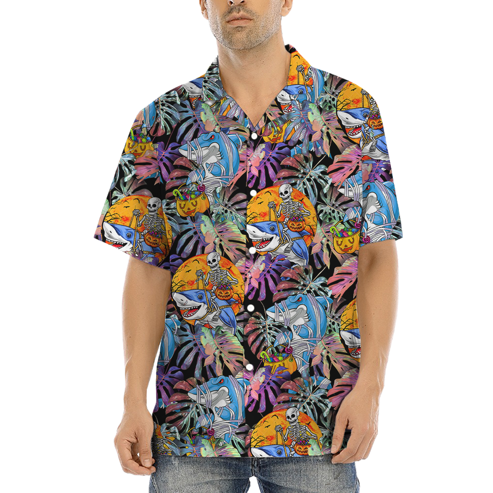 Halloween Skeleton Shark Hawaiian Shirt - variant image 1