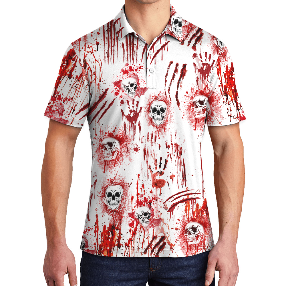Bloody Skull Halloween Polo Shirt - variant image 1