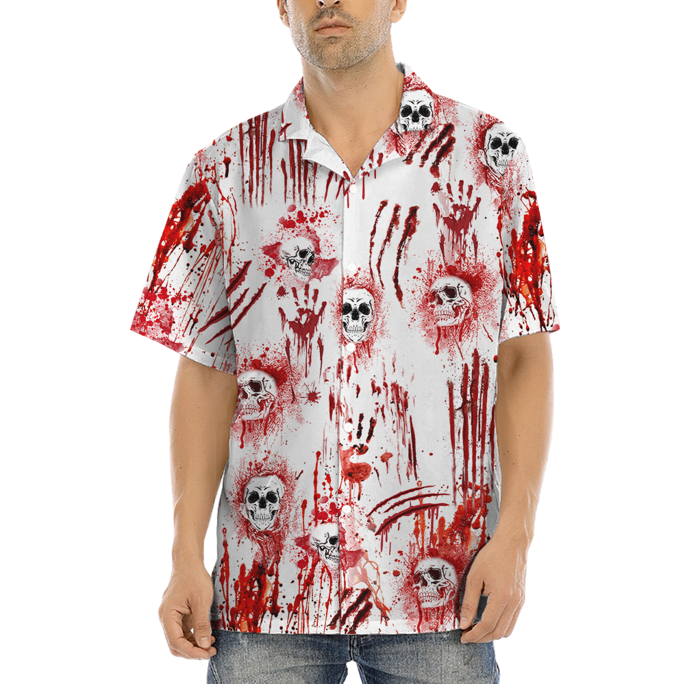 Scary Bloody Skull Halloween Hawaiian Shirt - variant image 1