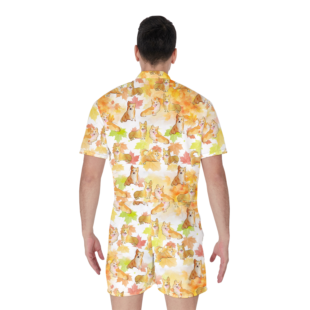 Cute Corgi Thanksgiving Men's Romper
