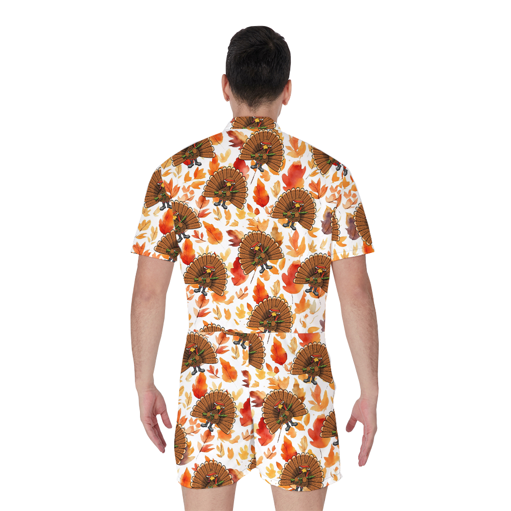 Thanksgiving Turkey With Gun Hawaiian Romper