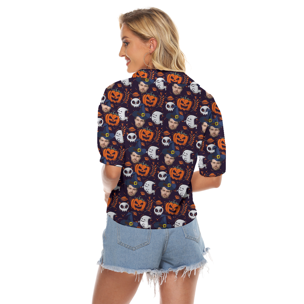 Custom Face Ghost Halloween Cropped Shirt
