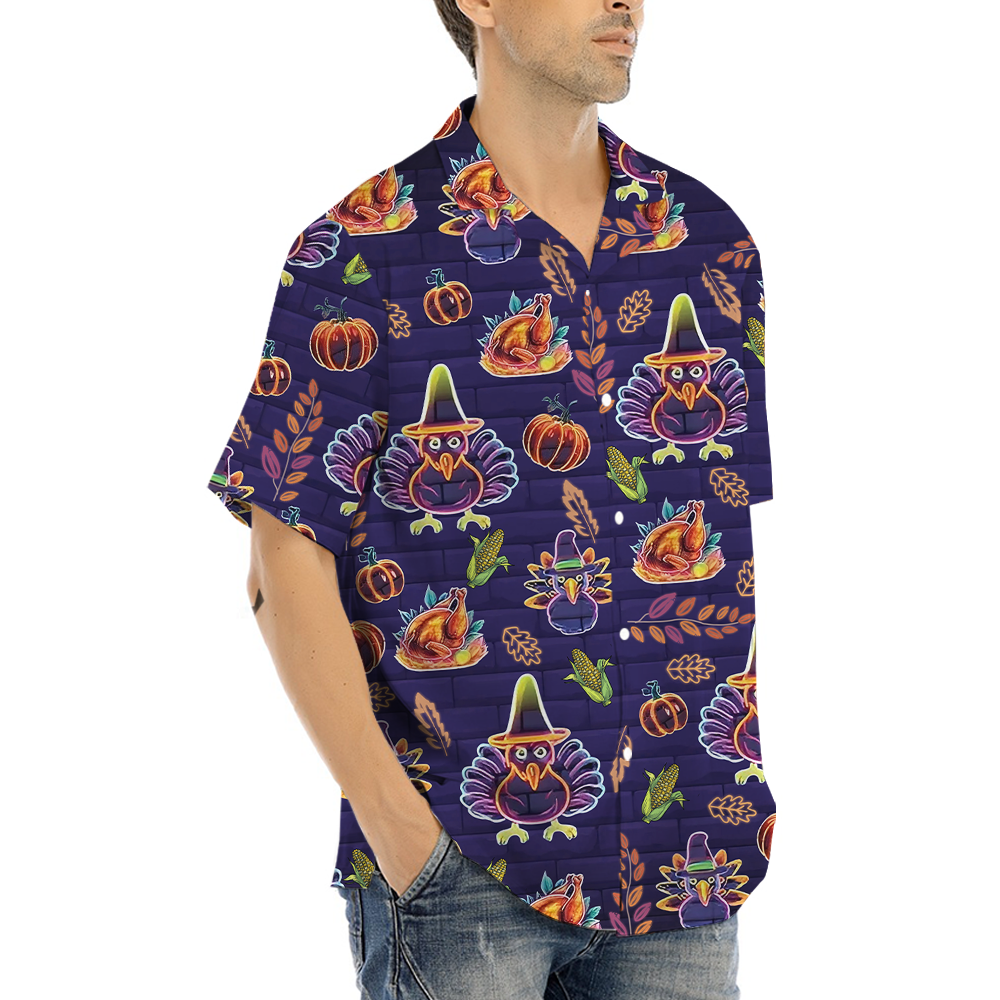 Neon Thanksgiving Hawaiian Shirt