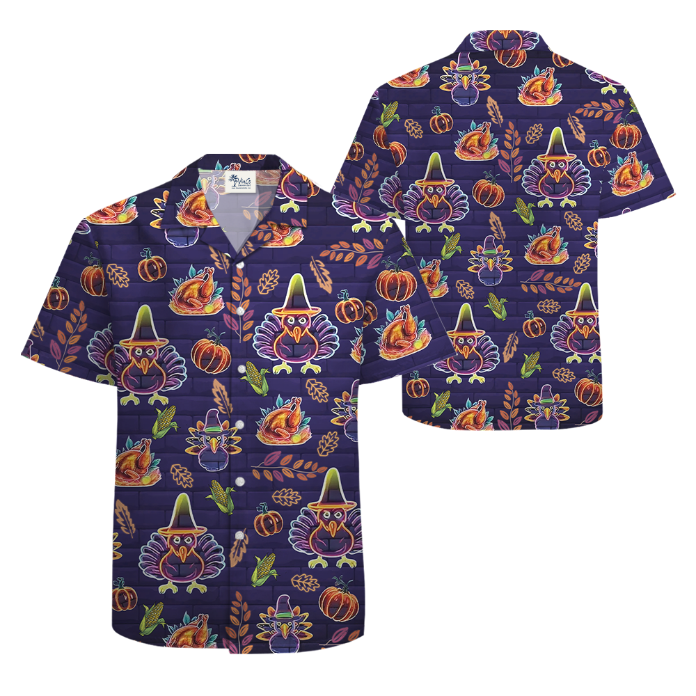 Neon Thanksgiving Hawaiian Shirt