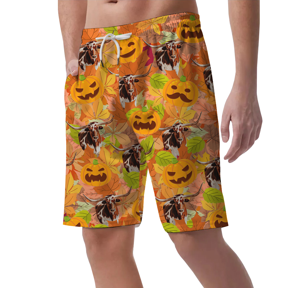 Funny Thanksgiving Long Horn Tropical Beach Shorts