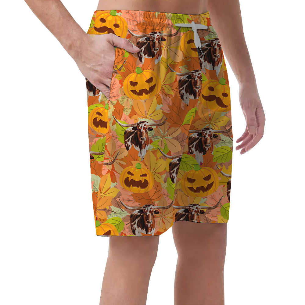 Funny Thanksgiving Long Horn Tropical Beach Shorts