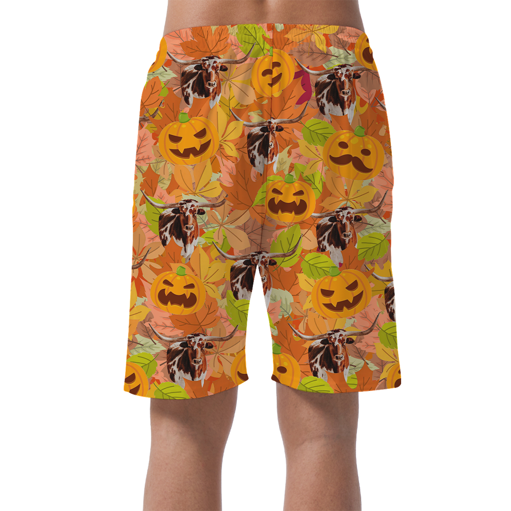Funny Thanksgiving Long Horn Tropical Beach Shorts