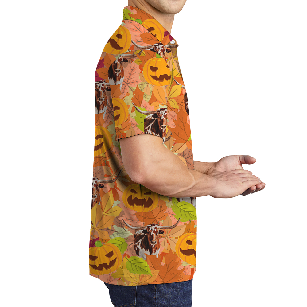 Texas Long Horn Thanksgiving Hawaiian Polo Shirt