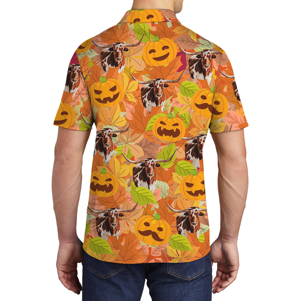 Texas Long Horn Thanksgiving Hawaiian Polo Shirt