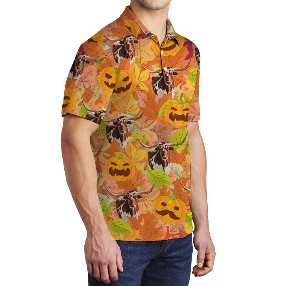 Texas Long Horn Thanksgiving Hawaiian Polo Shirt