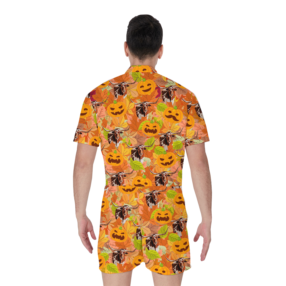 Tropical Texas Long Horn Thanksgiving Hawaiian Romper