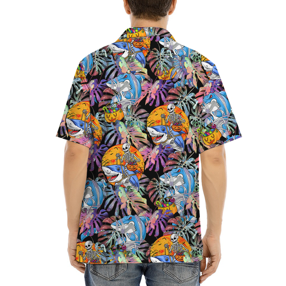 Halloween Skeleton Shark Hawaiian Shirt