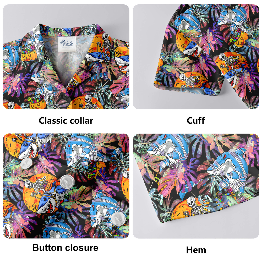 Halloween Skeleton Shark Hawaiian Shirt