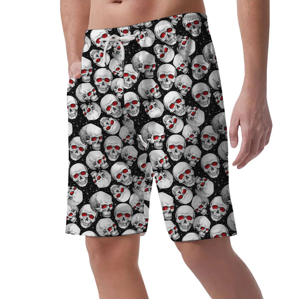 Scary Skull Halloween Beach Shorts