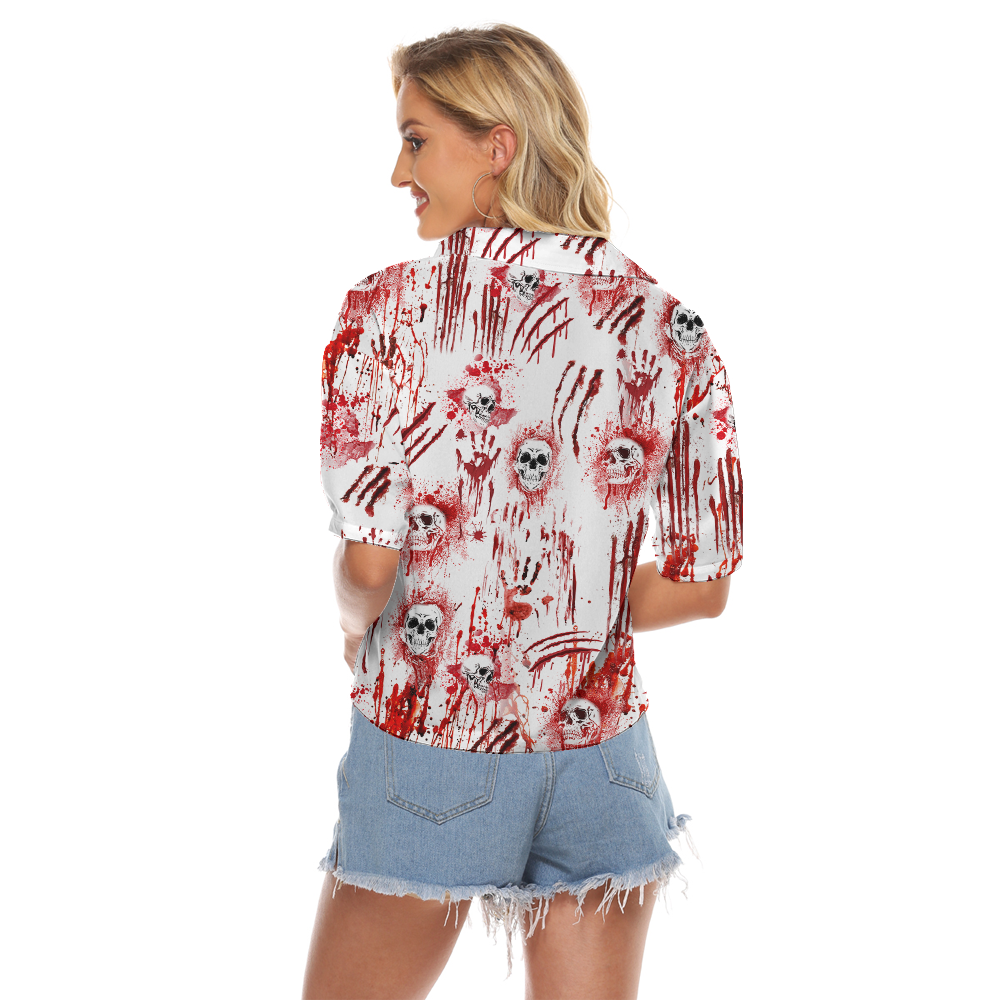 Halloween Scary Bloody Skull Crop Top Shirt