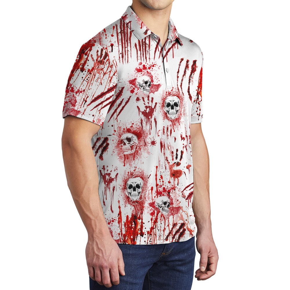 Bloody Skull Halloween Polo Shirt