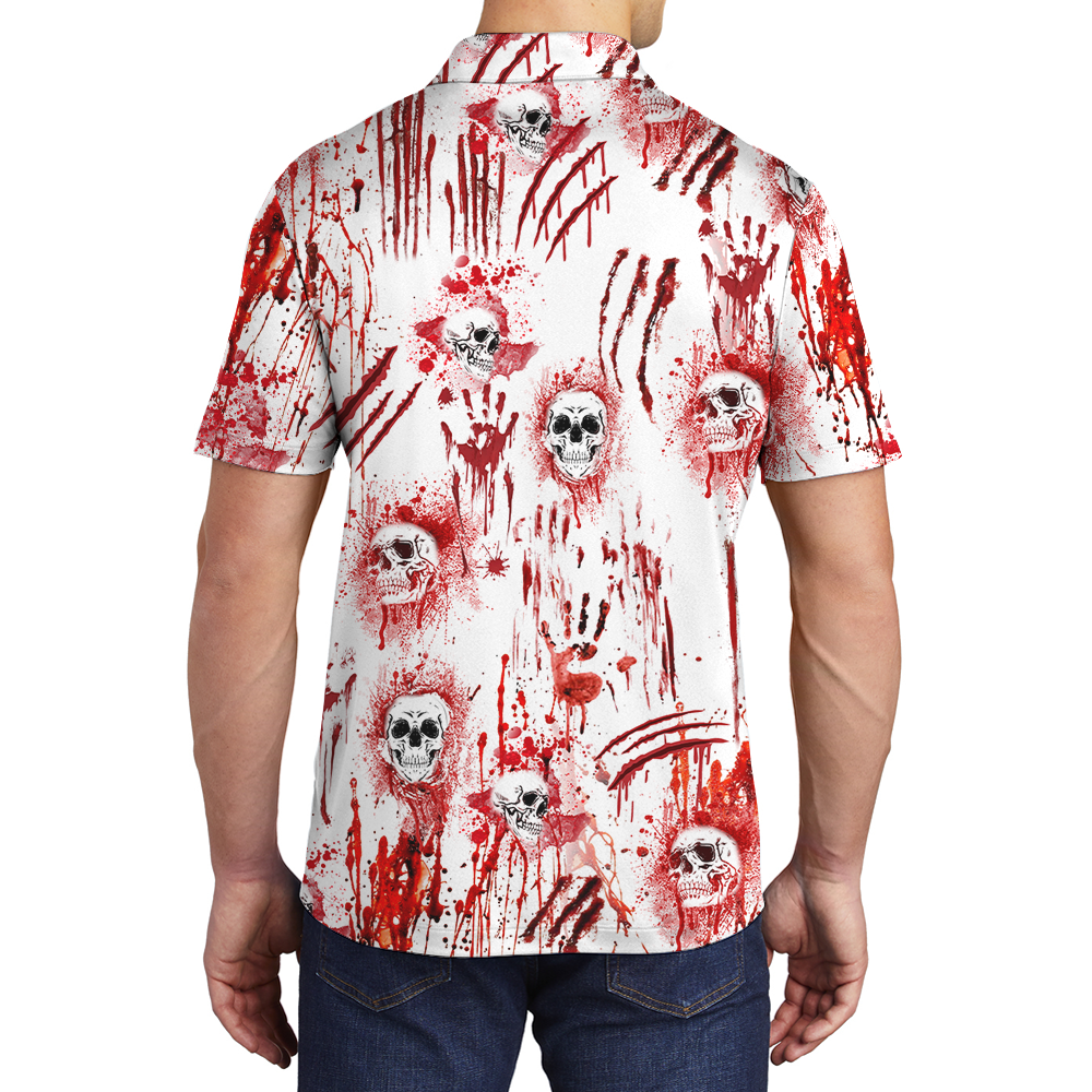 Bloody Skull Halloween Polo Shirt