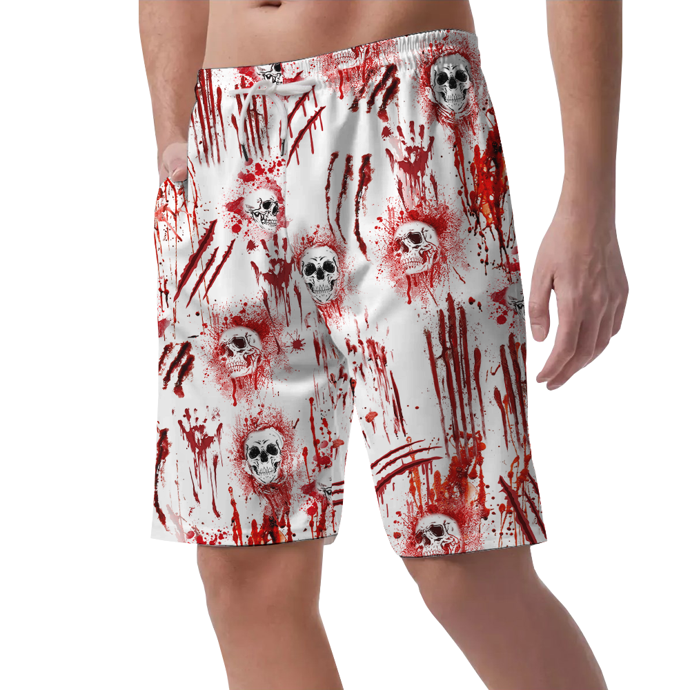 Bloody Skull Halloween Beach Shorts