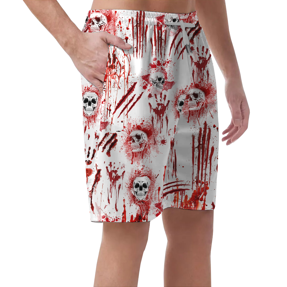 Bloody Skull Halloween Beach Shorts