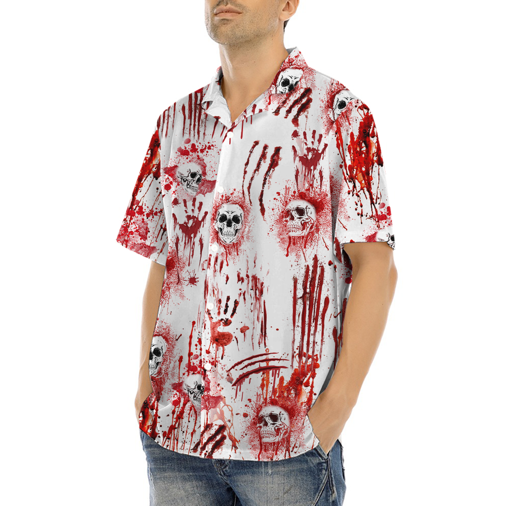 Scary Bloody Skull Halloween Hawaiian Shirt