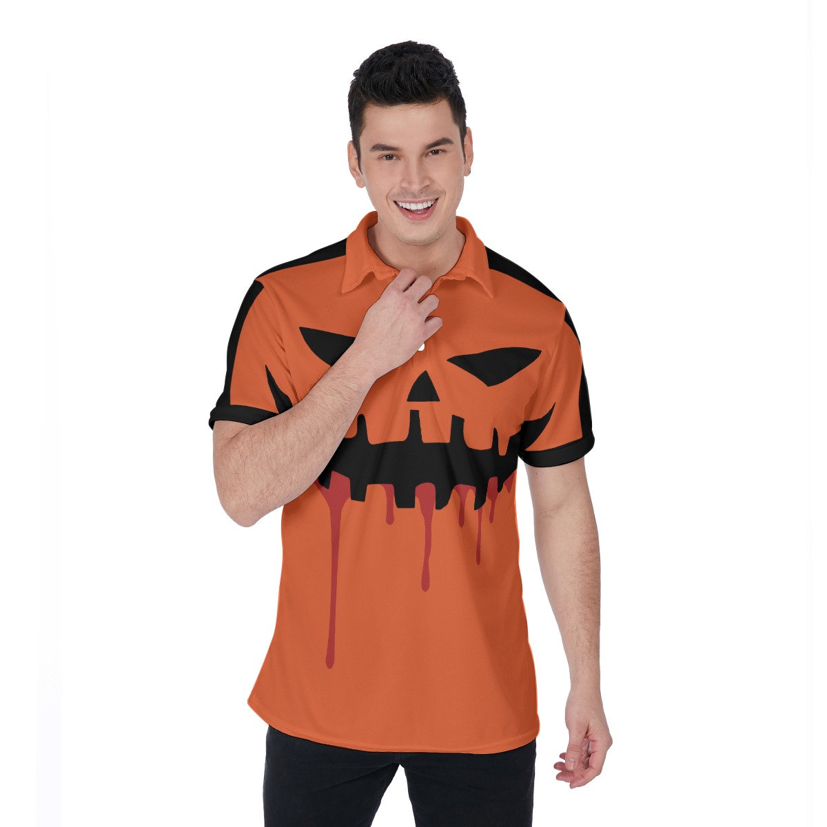 Jack o' Lantern Costume Halloween Polo Shirt - variant image 1