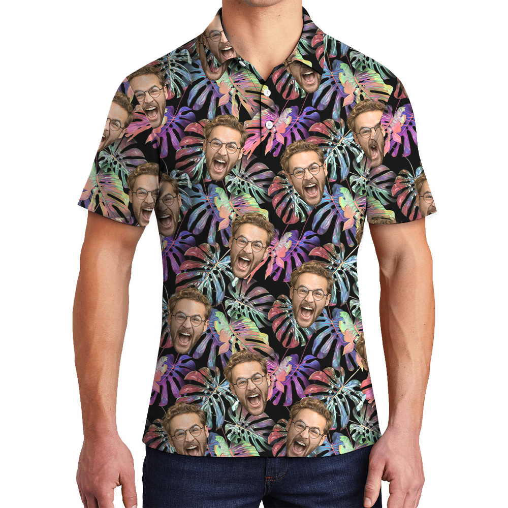 Horror Tropical Hawaiian Polo Shirt With Custom Face - variant image 1