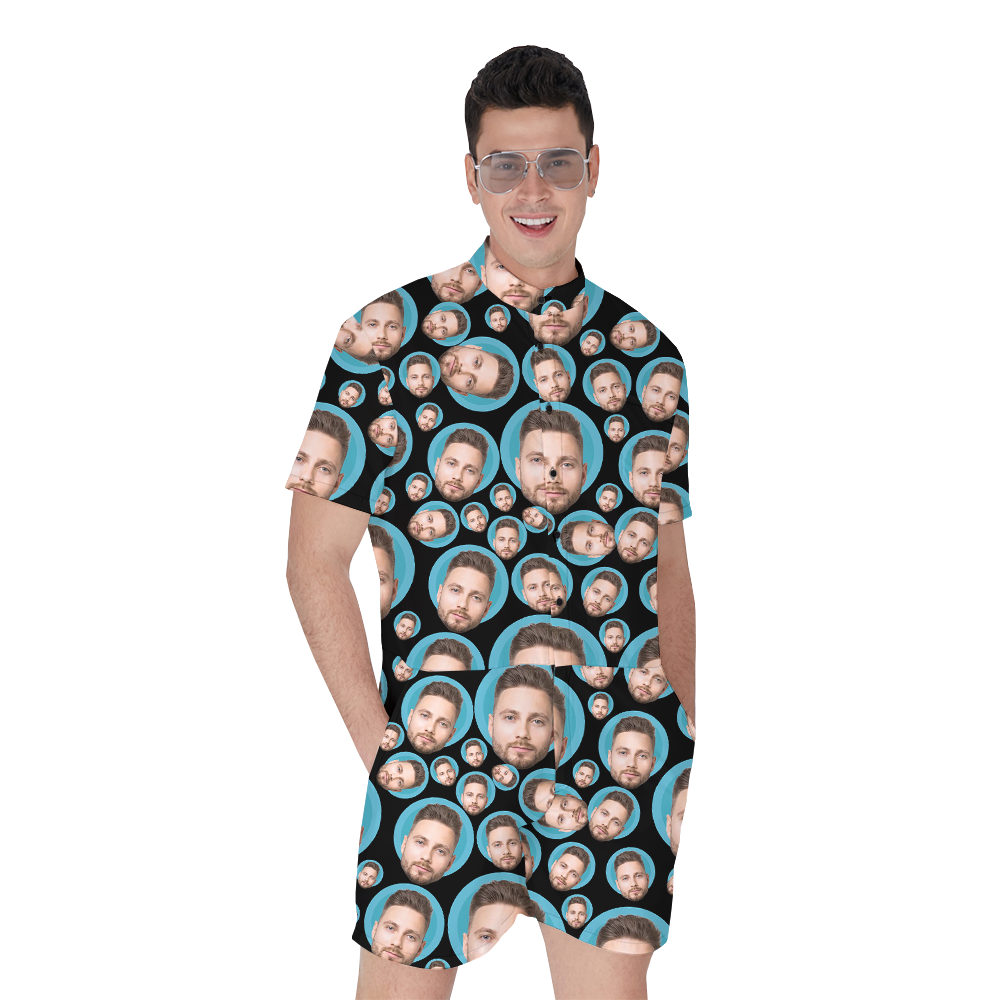 Custom Multiple Faces Hawaiian Romper For Men - variant image 1