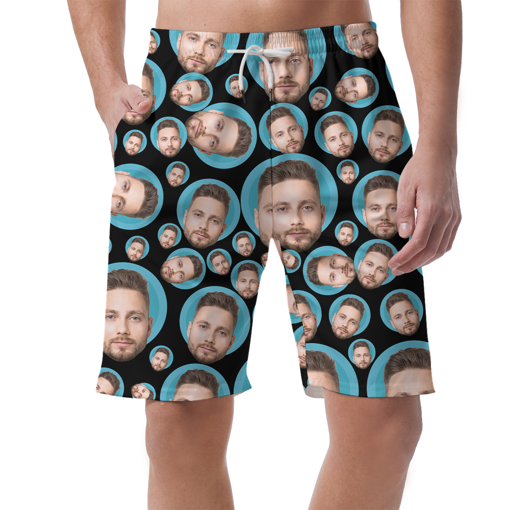 Funny Custom Multiple Faces Hawaiian Beach Shorts - variant image 1