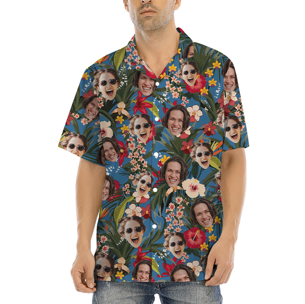 Custom Face Floral Hawaiian Shirt - variant image 1