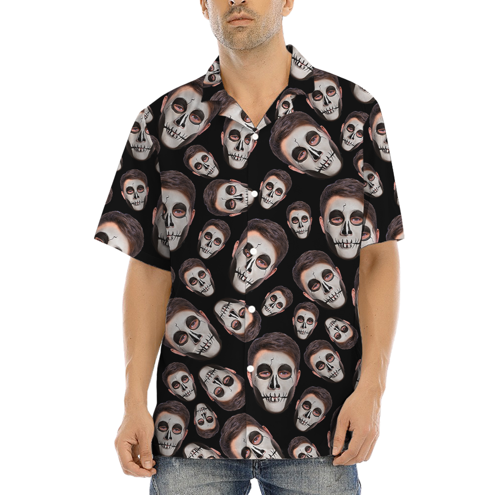 Horror Custom Face Skull Halloween Hawaiian Shirt - variant image 1
