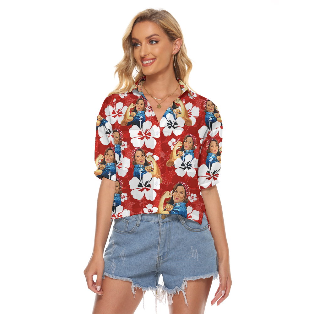 Kamala Harris Hibiscus Red Crop Top Shirt - variant image 1
