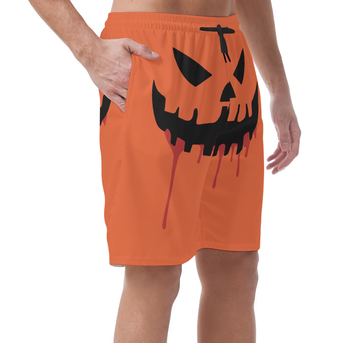 Spooky Pumpkin Face Halloween Hawaiian Beach Shorts