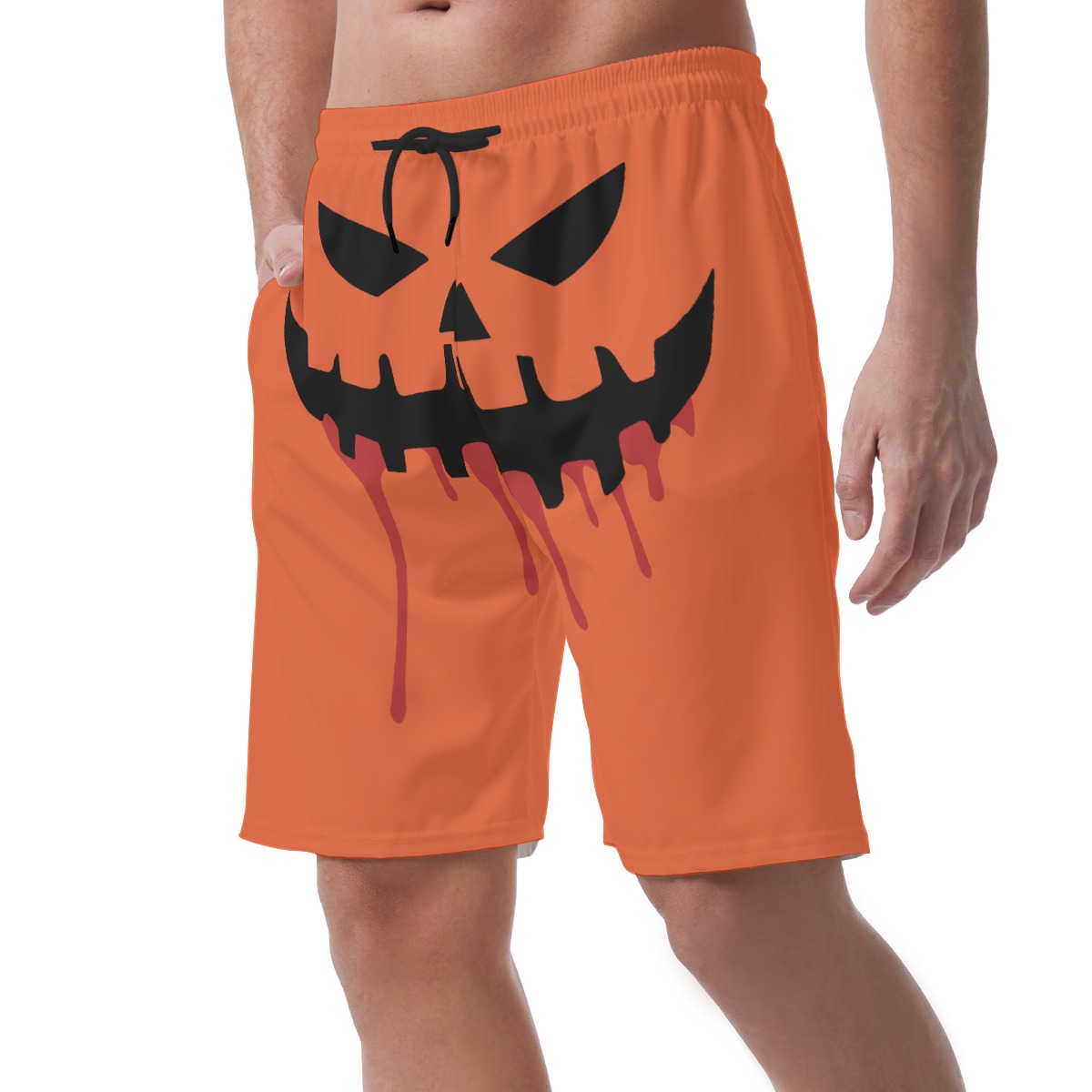 Spooky Pumpkin Face Halloween Hawaiian Beach Shorts