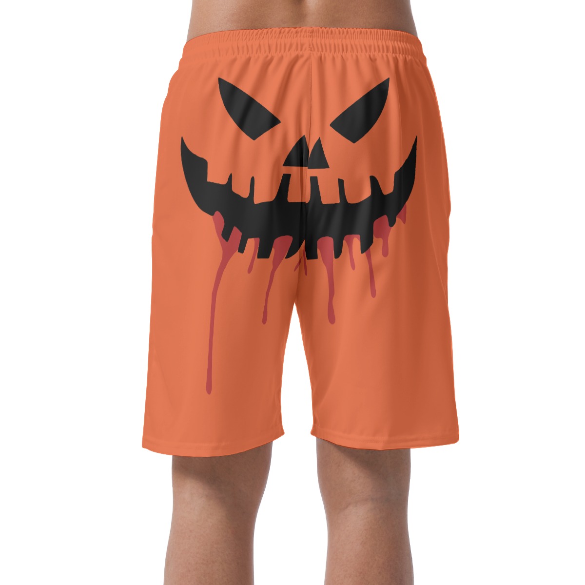 Spooky Pumpkin Face Halloween Hawaiian Beach Shorts
