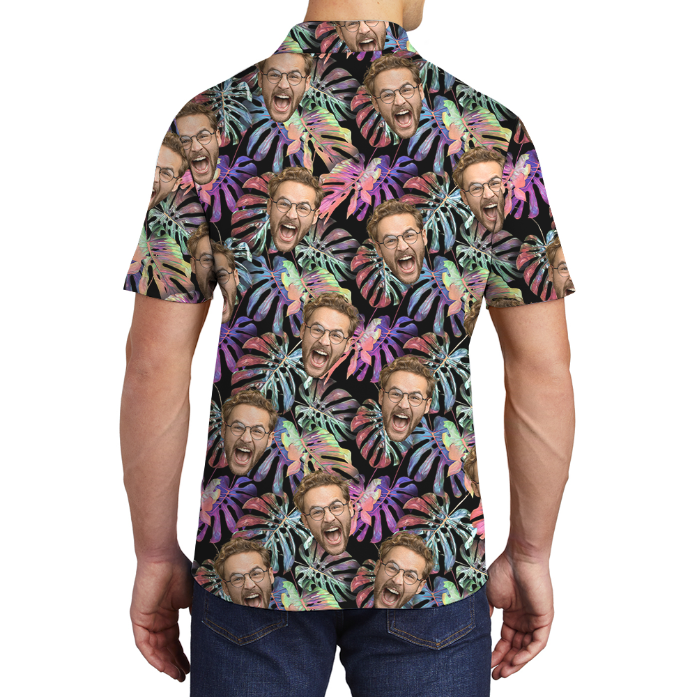 Horror Tropical Hawaiian Polo Shirt With Custom Face
