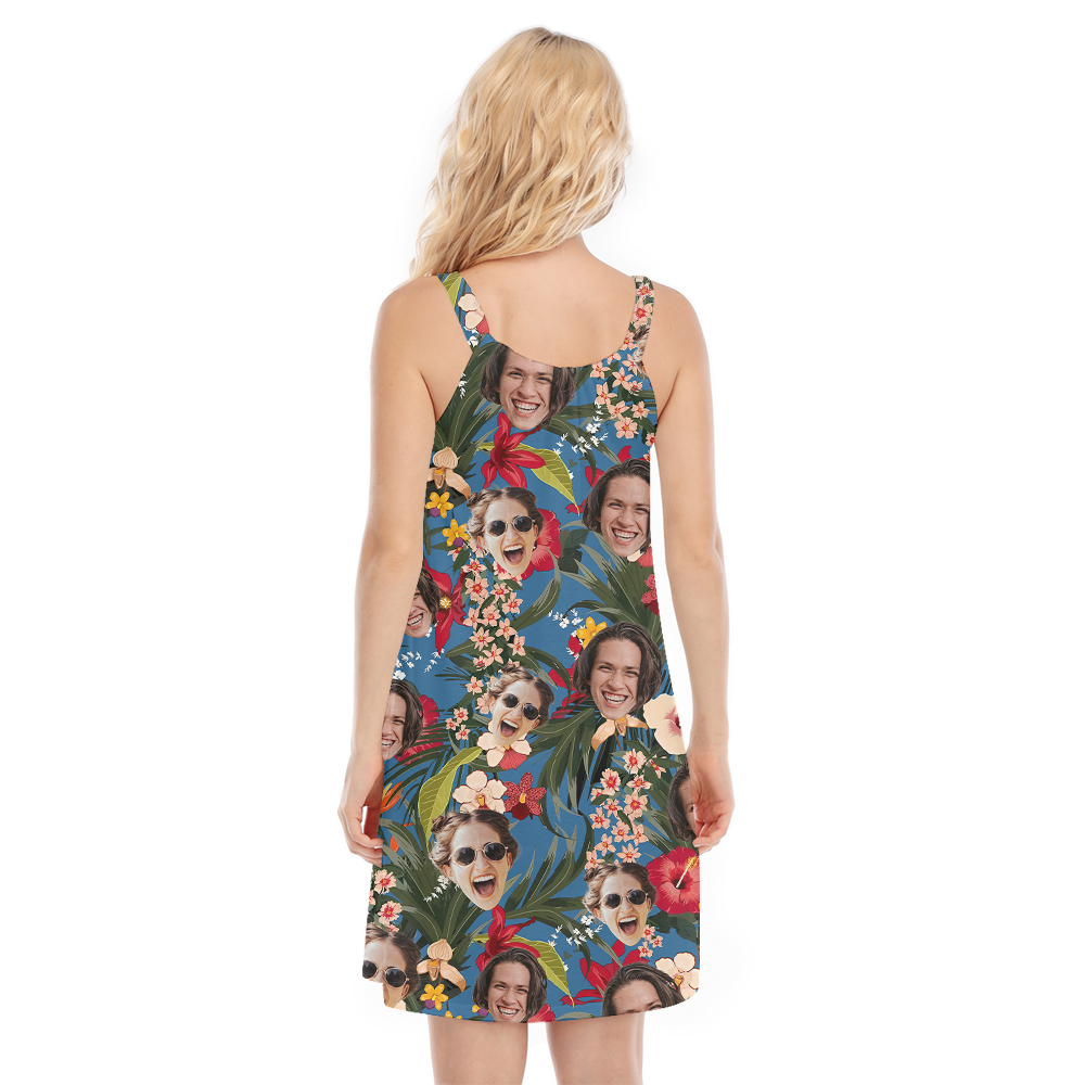Custom Face Floral Hawaiian Cami Dress